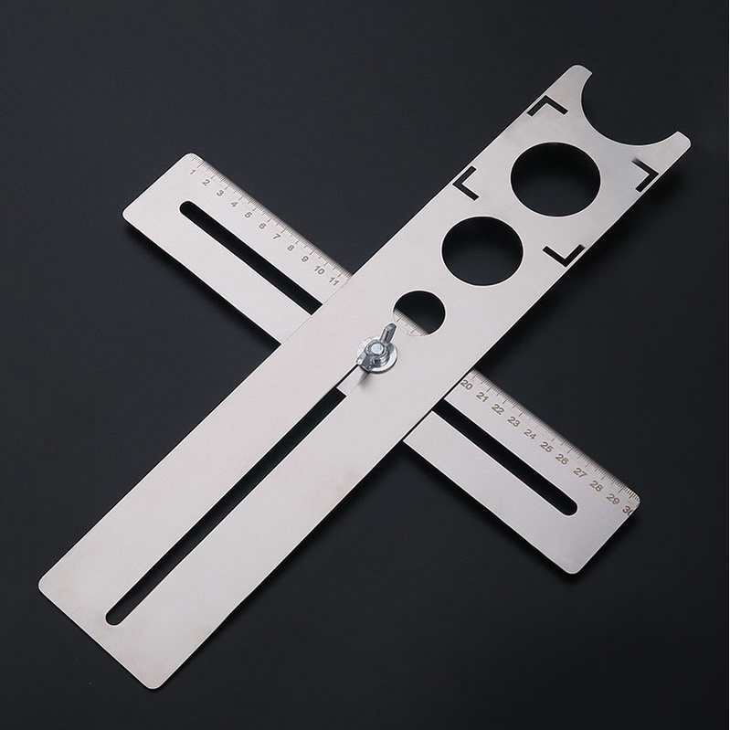 Thước định vị lỗ khoét gạch ốp lát  làm bằng inox 201 chuyên dụng trong thi công- thước đánh dấu vị trí