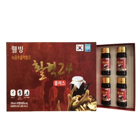 Nước hồng sâm lộc nhung hươu hàn quốc chính hãng hộp 10 chai x 100ml