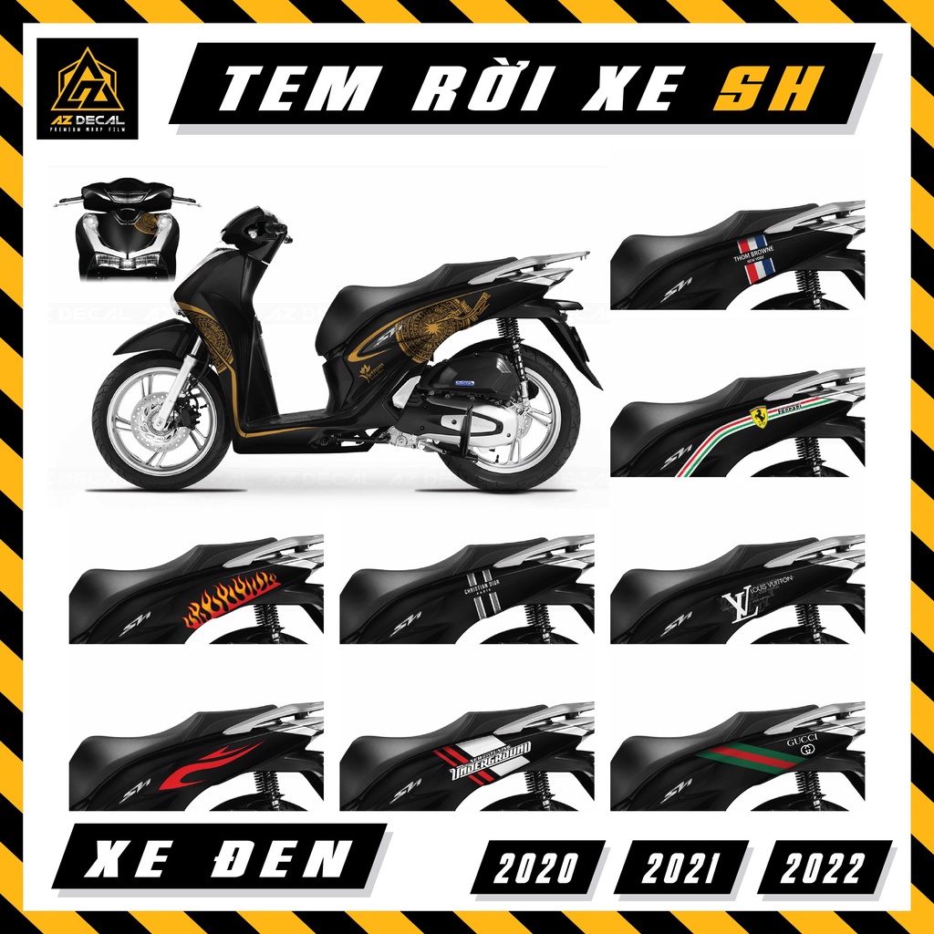 Tem Xe SH Đen Đời 2020 - 2021 - 2022 Đẹp Nhất | Team Decal Rời Dán Xe Máy SH 125i 150i Dễ Dán Bền Màu