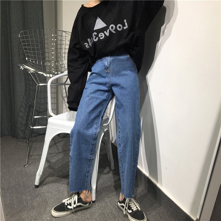 [Size S]Quần jeans nữ ống rộng lưng cao Ulzzang Quảng Châu QD112