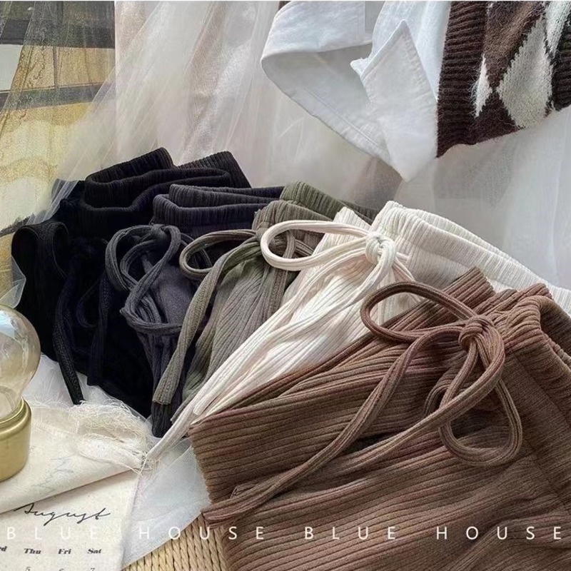 Quần Lụa Mỏng Ống Rộng Lưng Cao Phối Dây Rút Thời Trang Mùa Hè Hàng Mới Dành Cho Bạn Nữ