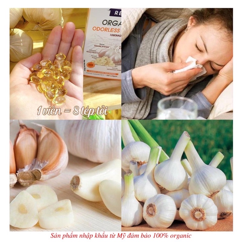 Tinh dầu Tỏi hữu cơ khử mùi RENE Organic Odorless Garlic 1080 mg chai 200 viên từ Mỹ USA