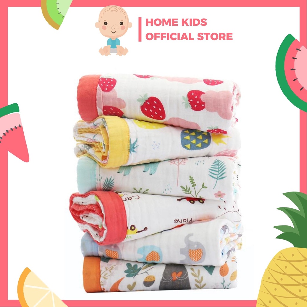 Chăn xô sợi tre 4 lớp xuất Nhật Kiluta Có Viền Cho Bé