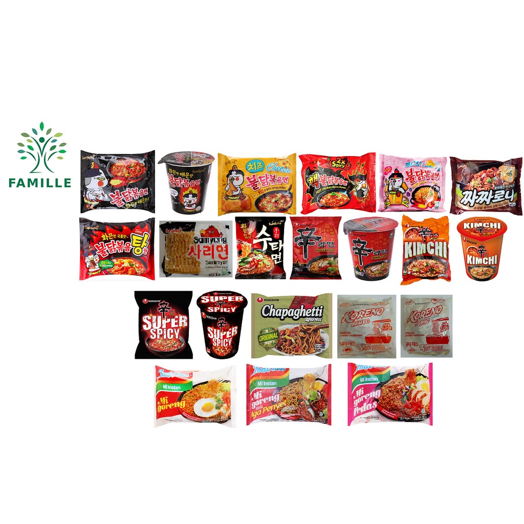 Mì Cay Nhiều Loại Samyang - Nongshim - Koreno - Indomie