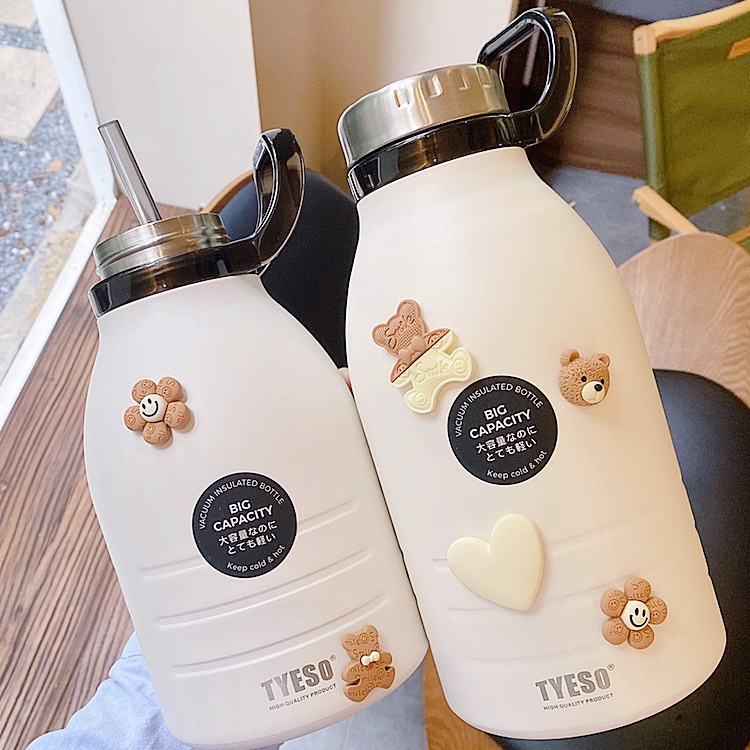 Bình Nước Giữ Nhiệt Dung Tích 1.5L / 1.9L Có Ống Hút Tiện Dụng Cho Các Hoạt Động Ngoài Trời