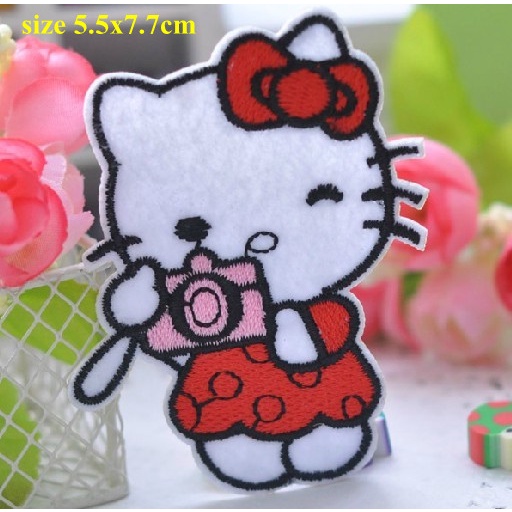 Miếng Dán Ủi Thêu Hình Mèo Hoạt Hình Trang Trí Quần Áo diy