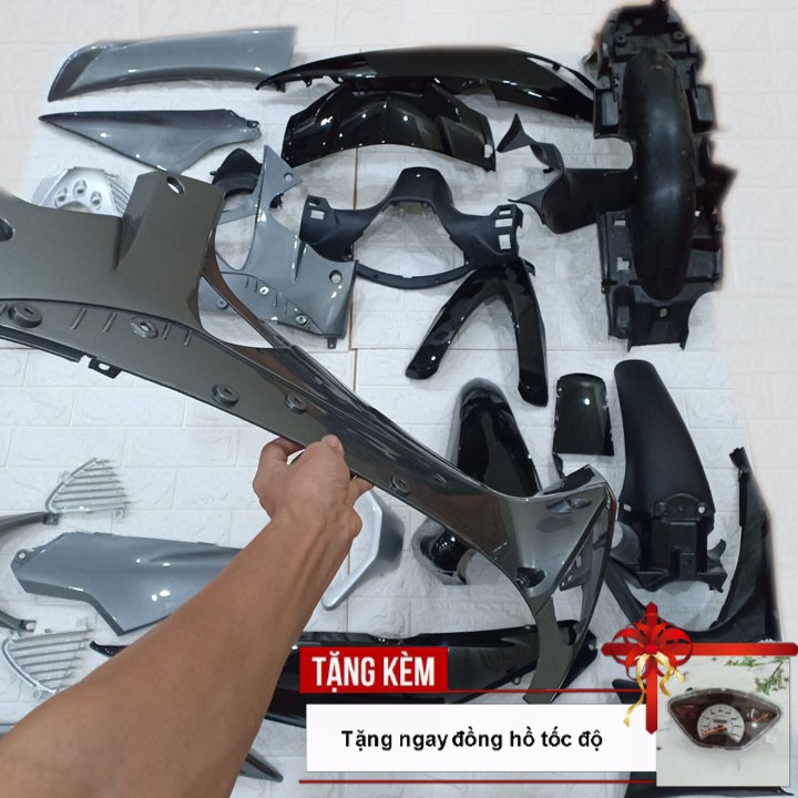 Dàn áo xe Future Neo màu ĐEN PHANH CƠ , nhựa ABS nguyên sinh - Tặng đồng hồ cơ gắn xe máy