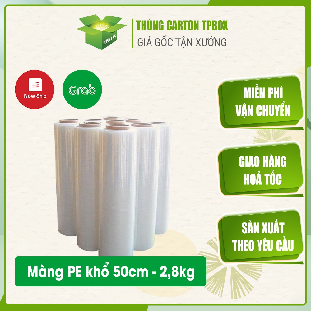 Màn PE khổ 50cm (2.8kg), màng PE quấn Pallet, quấn hàng hoá