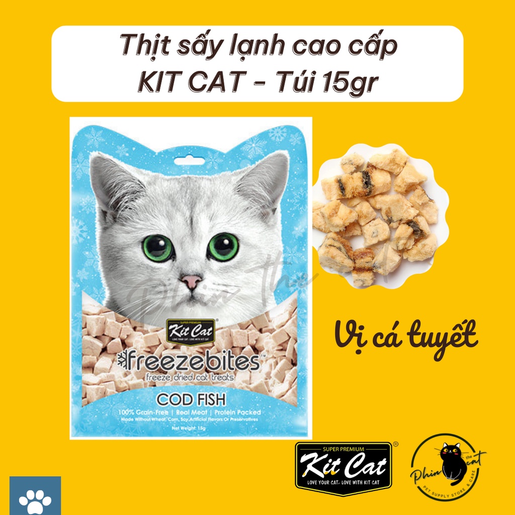 Thịt sấy lạnh cao cấp KIT CAT Freezebites - Snack thơm giòn, trọn vị, giàu protein - Gói 15gr | phinthecat