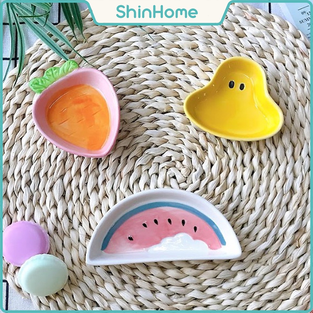 Đĩa sứ mini ADKN, đĩa cà rốt, đĩa vịt vàng, đĩa dưa hấu - 50ml - 70ml