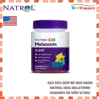 Kẹo dẻo giúp bé ngủ ngon Natrol Kids Melatonin Gummies 90 viên Vị dâu