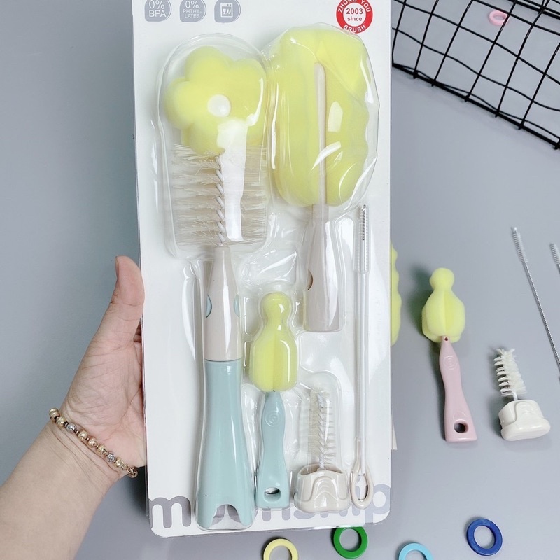 Bộ cọ bình 6 chi tiết Moonship cao cấp, tay cầm xoay 360 độ