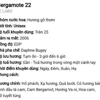 Nước hoa LE LABO 22 __ 100ml