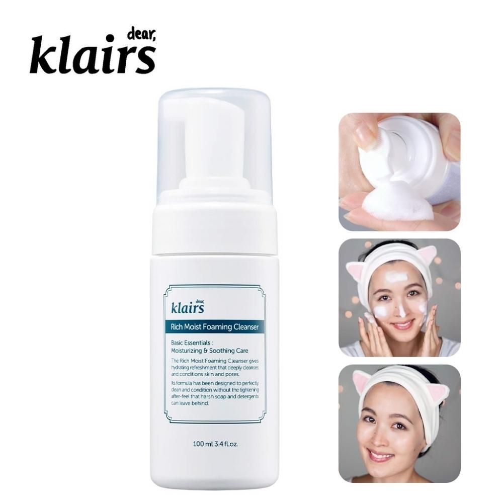 Sữa Rửa Mặt Dear, Klairs Dạng Bọt Dưỡng Ẩm Da Rich Moist Foaming Cleanser 100ml - Khongcoson