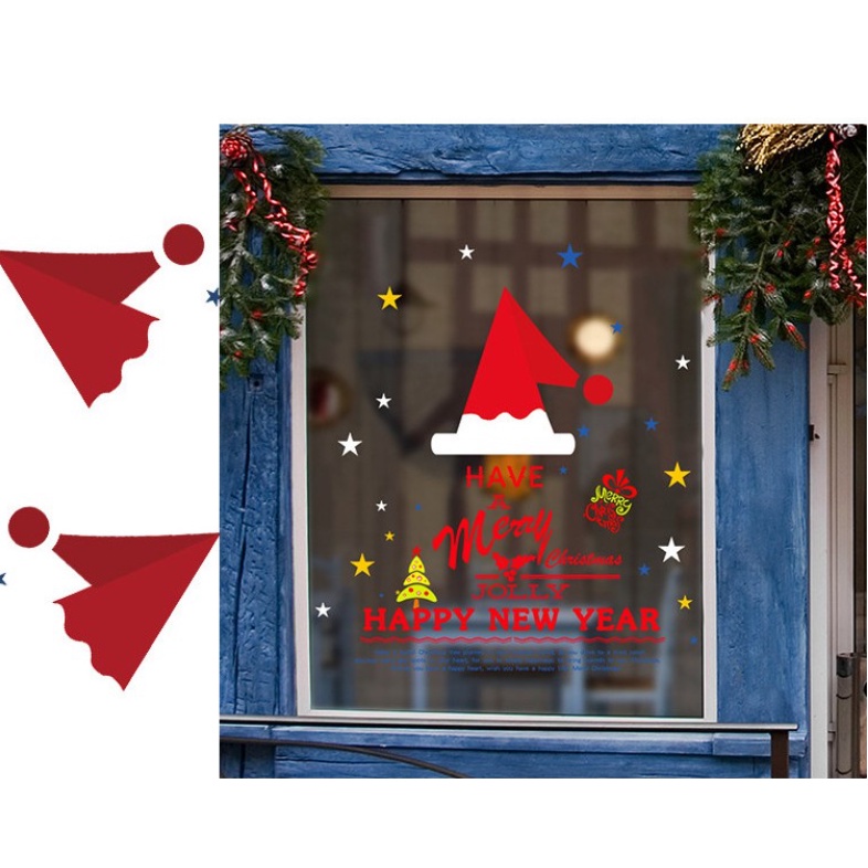 Decal trang trí Noel Hít Tĩnh Điện - Jolly happy new years đỏ