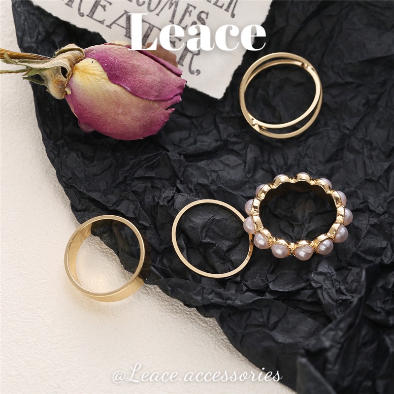 Set nhẫn, bộ nhẫn 4 chiếc cá tính phong cách Hàn Quốc R005,006 Leace.accessories