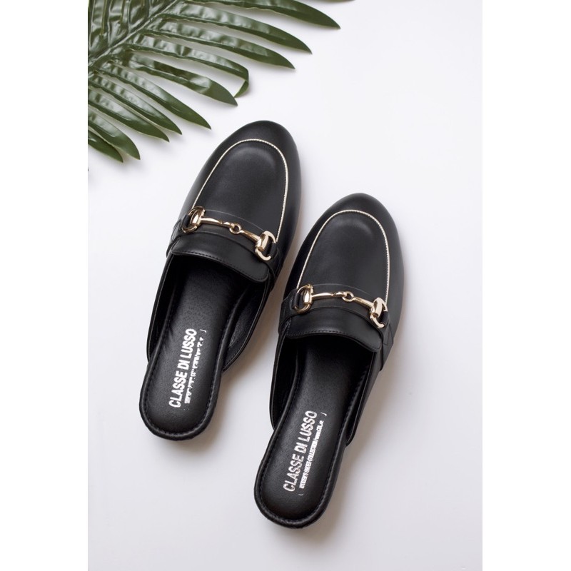 [ĐẶT TRƯỚC] GIÀY SLIPPER NỮ ĐEN DA LÌ HOTEI BLACK SPM001B