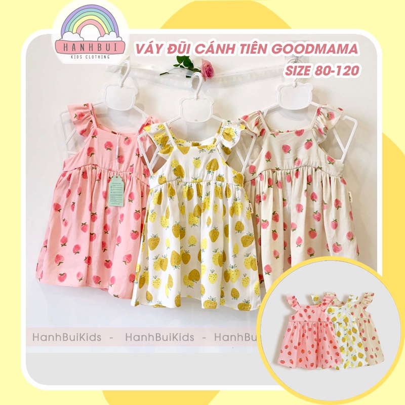 Váy cánh tiên Good Mama vải đũi mềm cho bé size 80 đến 120
