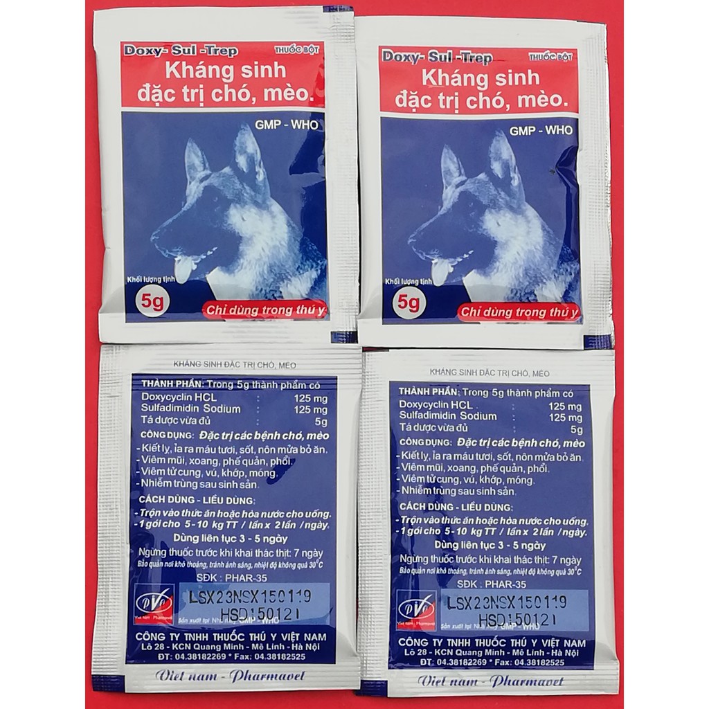 1 gói Doxy-Sul-Trep 5g cao cấp chuyên dùng cho chó và mèo