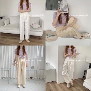 Quần suông vải thô mềm cạp chun sau Q-861