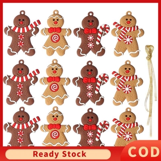 (Hàng Mới Về) Set 12 Mô Hình Người Bánh Gừng Trang Trí Cây Thông Giáng Sinh