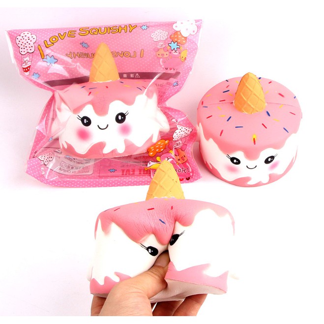 Đồ Chơi Xốp Squishy Giảm Stress Hình Bánh Kem Kỳ Lân Dễ Thương Cho Bé