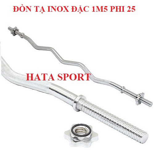 Đòn tạ ziczac inox đặc 1m2 phi 25 - Đòn tạ chữ Z