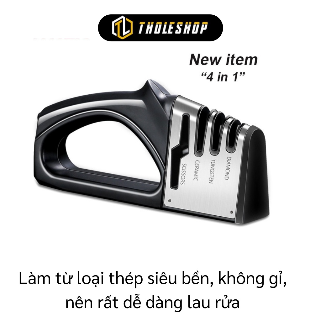 Dụng Cụ Mài Dao Kéo - Đồ Mài Dao 4in1 Bằng Thép Không Gỉ 23cm Có Tay Cầm 8208