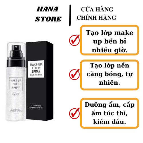 Xịt Khóa Nền Khóa Lớp Trang Điểm Spray Dưỡng Ẩm Bắt Sáng Mỹ Phẩm Hana Chai 100ml | BigBuy360 - bigbuy360.vn