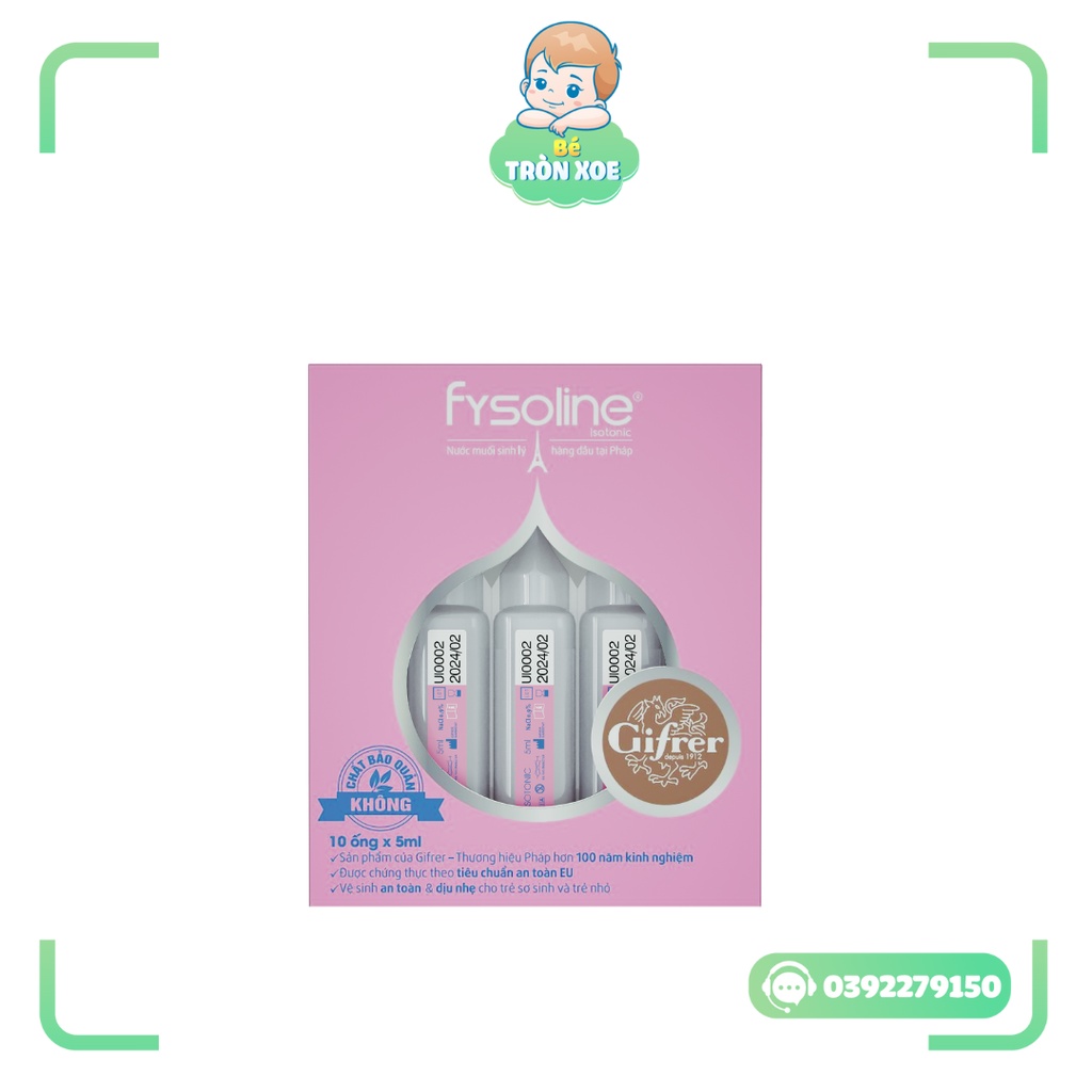Fysoline - Nước muối sinh lý Pháp - Vệ sinh mắt, mũi, miệng cho bé (hộp 5 ống)