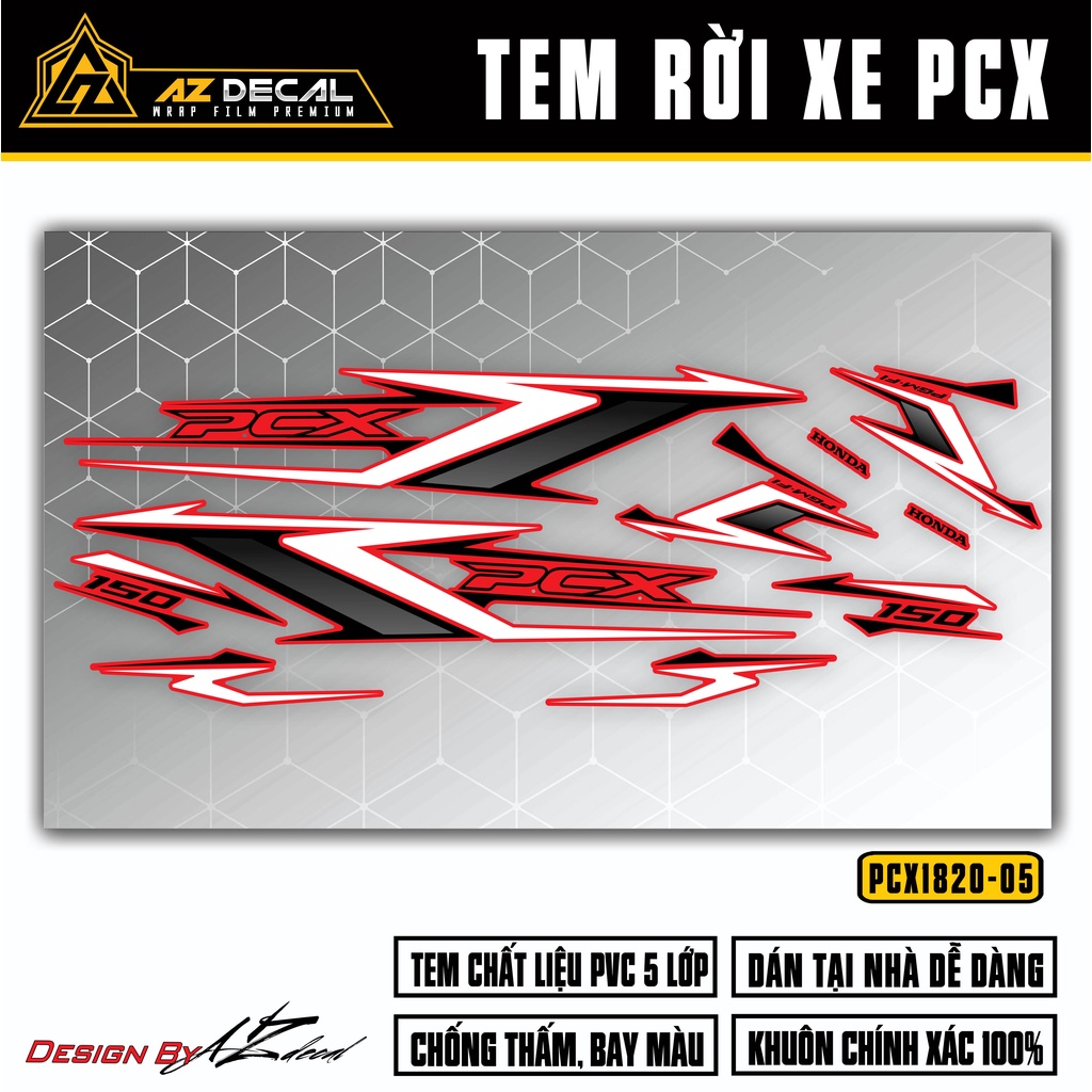 Decal Rời PCX 150 Mẫu Chữ PCX Cách Điệu | PCX-05 | Tem Chế Dán PCX Chống Xước, Chống Nước, Bền Màu