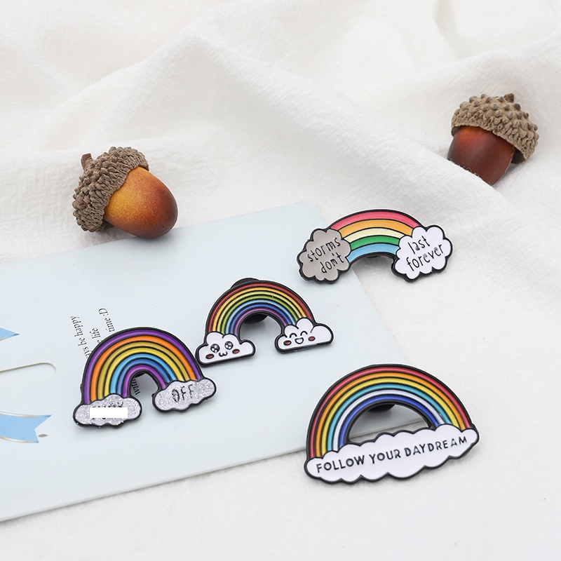 Ghim Cài Áo Hình Cầu Vồng Hoạt Hình Dễ Thương