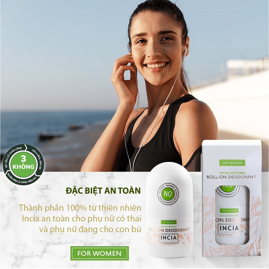 Lăn Khử Mùi Incia Ngăn Ngừa Hôi Nách, giảm tiết mồ hôi 50ml | BigBuy360 - bigbuy360.vn