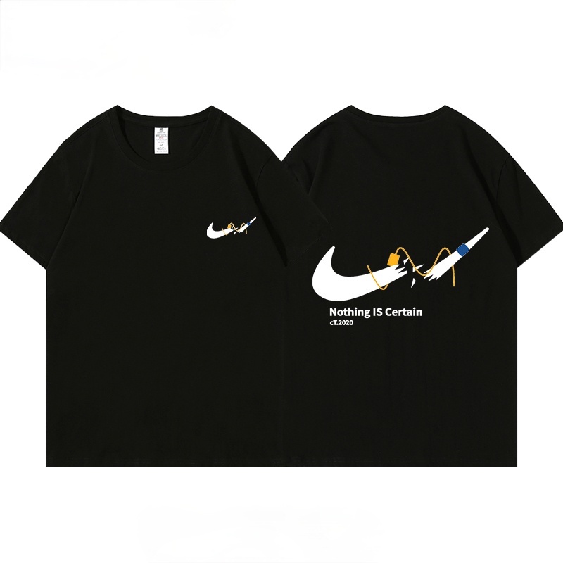 Áo Thun Tay Ngắn Cổ Tròn Dáng Rộng Chất Liệu Cotton Phong Cách Hàn Quốc Cho Cặp Đôi