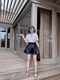 Sơ mi cổ vest tay bồng