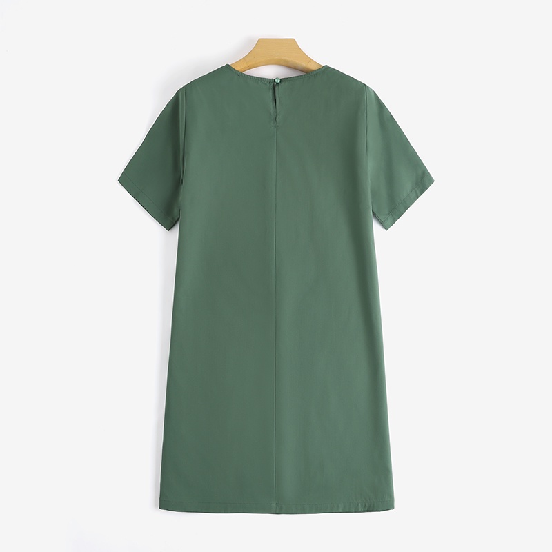 Đầm mini ZANZEA bằng cotton ngắn tay màu trơn có túi phong cách Hàn Quốc thời trang cho nữ