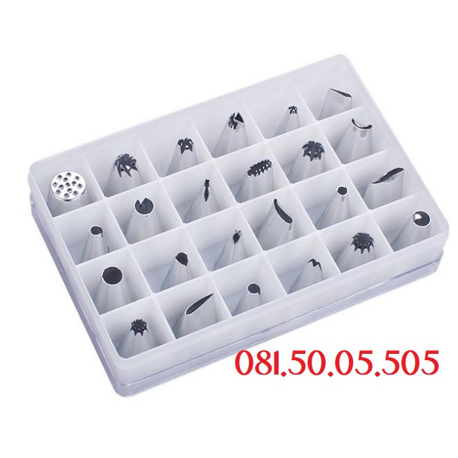 Bộ 24 đui bắt bông kem bằng thép không gỉ