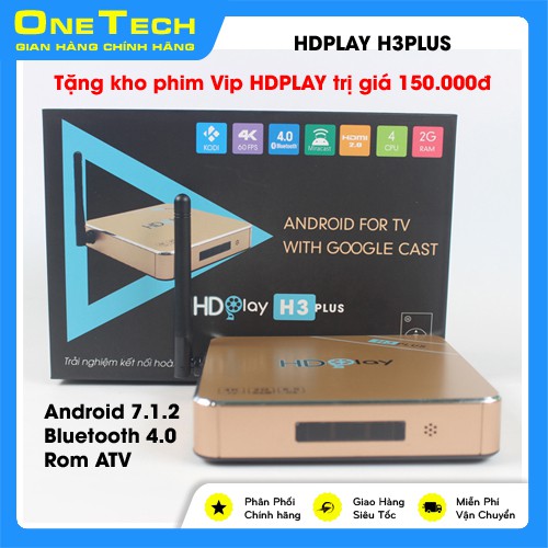 Android Tivi Box HDPlay H3Plus, Rom ATV 7.1.2, Ram 2GB, Bluetooth, tìm kiếm giọng nói