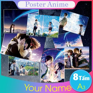 [Giấy Xịn] Set 8 tấm tranh poster to A3 Your Name anime áp phích siêu chất