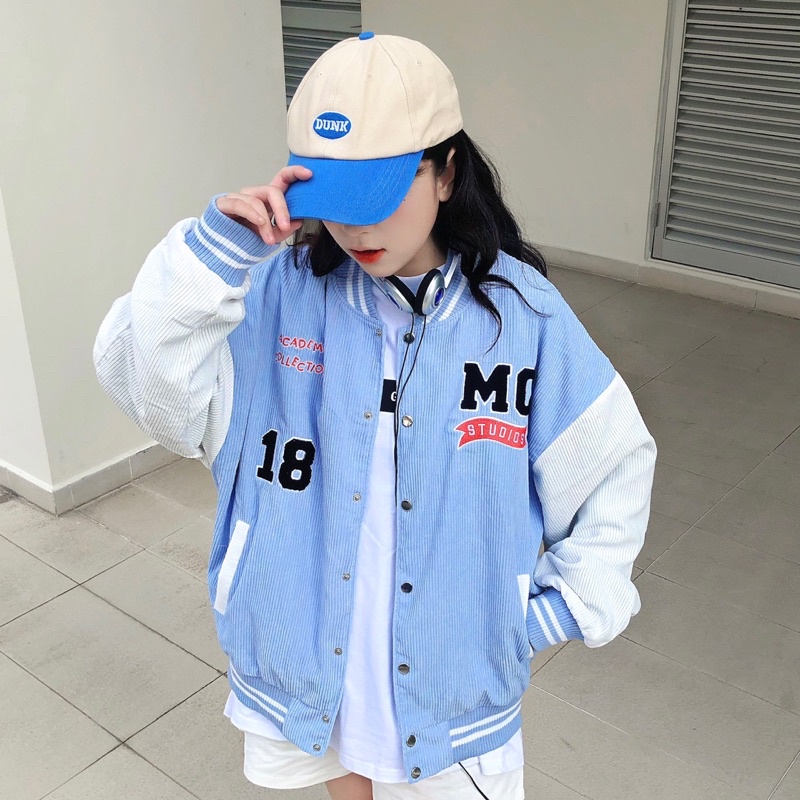 Áo bomber jacket bóng chày nhung tăm ACADEMY MAICUS basic nam nữ unisex form rộng