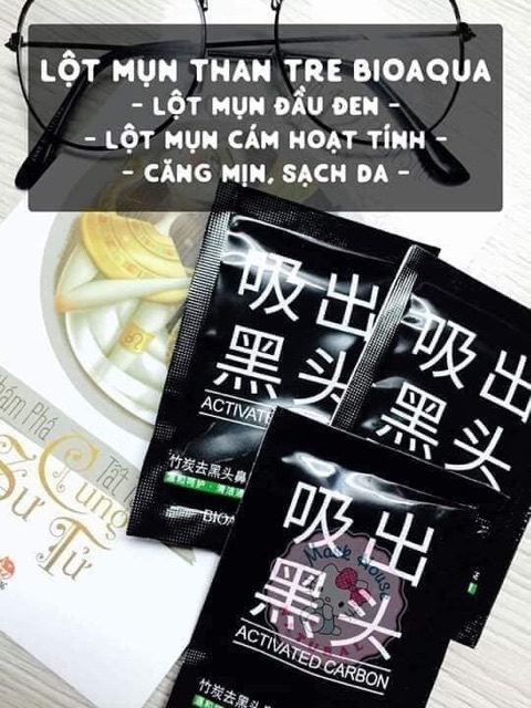 Hộp 10 Gói Mặt Nạ Lột Mụn Than Tre Hoạt Tính Bioaqua Sạch Mụn Đầu Đen, Mụn Cám, Thu Nhỏ Lỗ Chân Lông Mask Chính Hãng