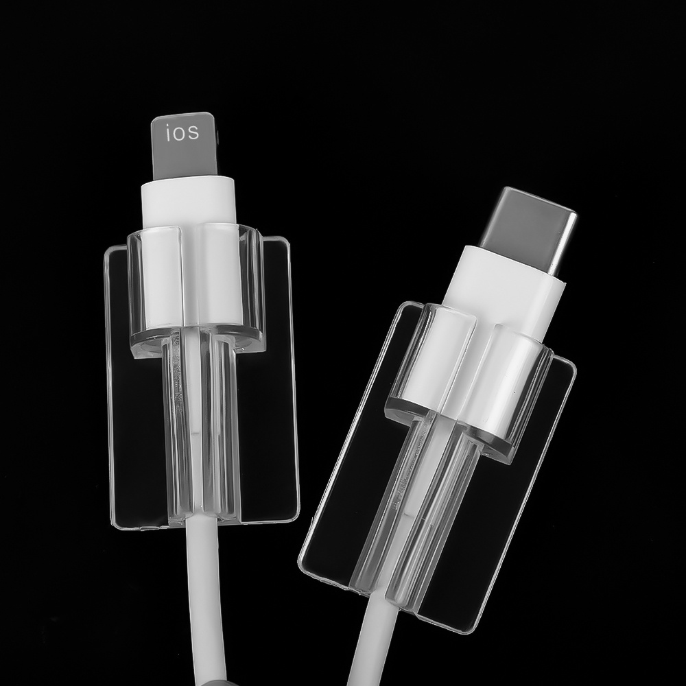 Set 1/5 Vỏ Nhựa TPU Trong Suốt Bảo Vệ Dây Cáp Sạc Điện Thoại iphone