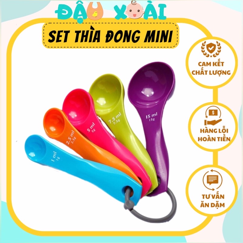 Set thìa đong mini- Chế biến ăn dặm cho bé( set 5 thìa)