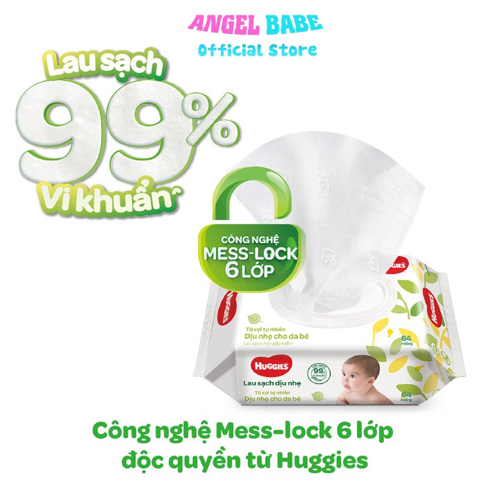 Khăn ướt Huggies ko mùi (gói 64 tờ)