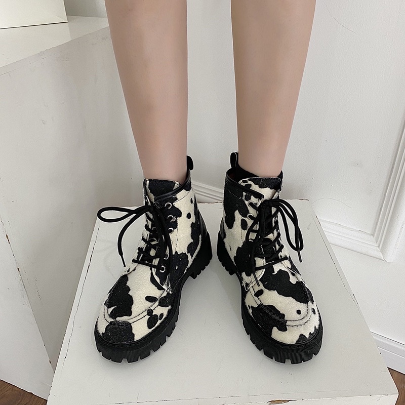 GIÀY BOOT OXFORD ULZZANG BÒ SỮA BUỘC DÂY