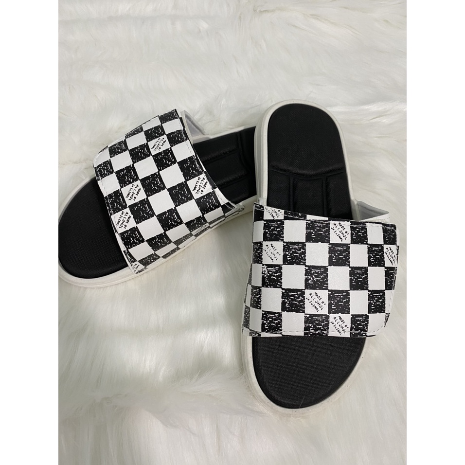 Dép lê unisex quai ngang xé dán Kẻ Carô đi êm chân thời trang ulzzzang hàn quốc TH-78