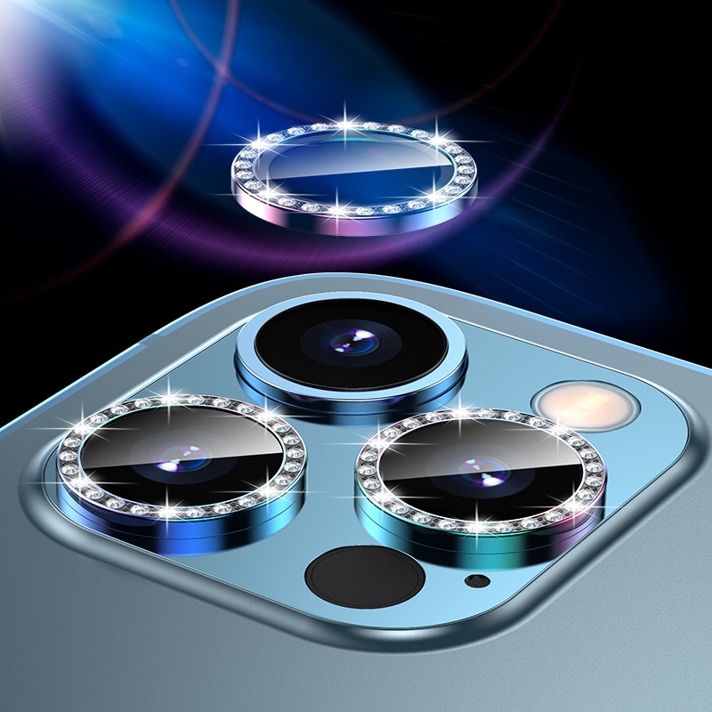 Dán kim cương bảo vệ mắt camera cho iPhone 11 12 13 Pro Max 13 Mini 14 15 Plus