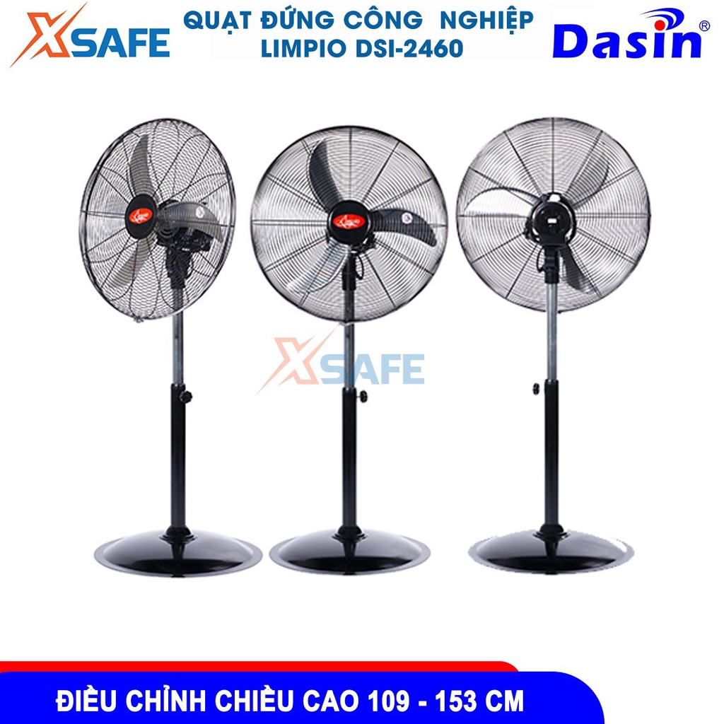 Quạt đứng công nghiệp Dasin DSI-2460 gió 131m3/phút, tốc độ vòng quay 1180 vòng/phút công suất 121W  [CHÍNH HÃNG][XSAFE]