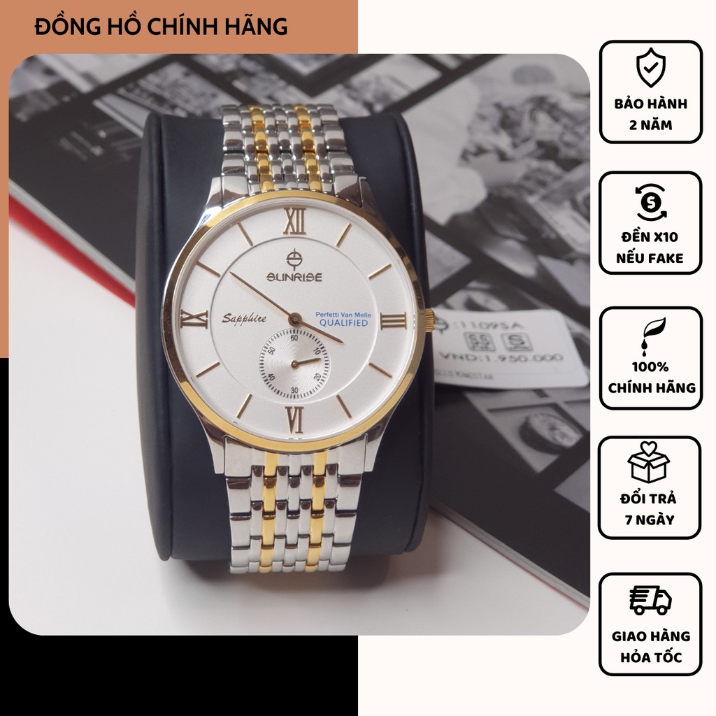 Đồng hồ nam nữ chính hãng Sunrise 2109SA và 1109SA Sapphire Chống Xước, Chống Nước
