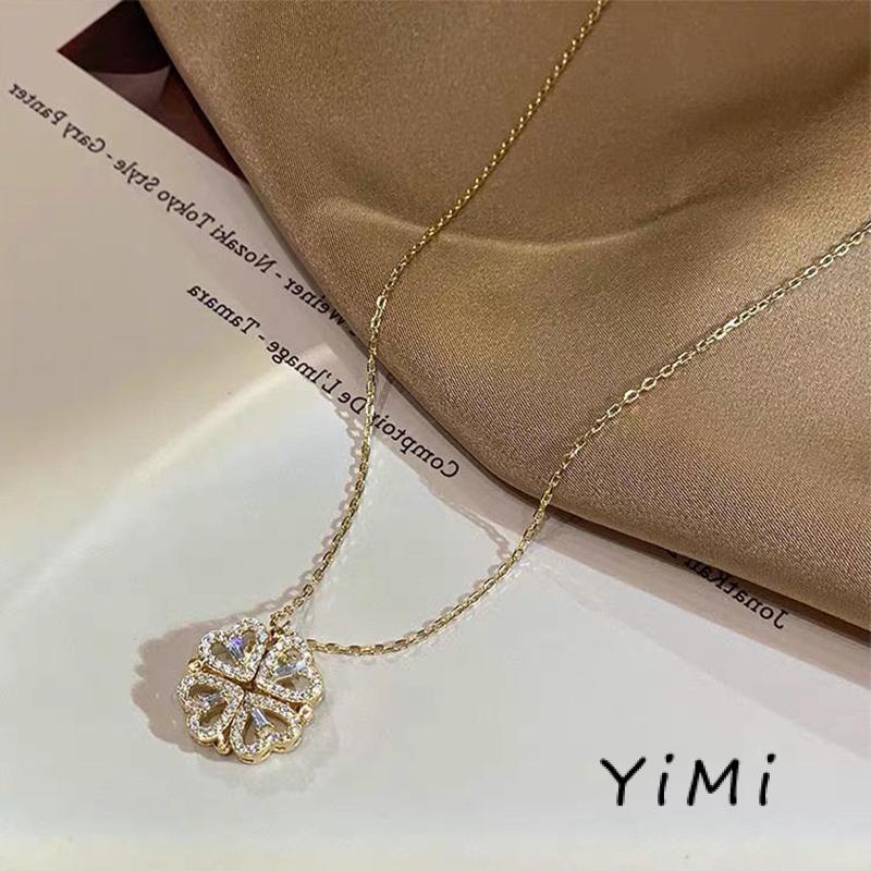 Vòng cổ trái tim bốn lá đính kim cương